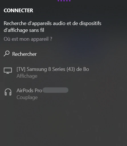 connexion miracast sur windows 1