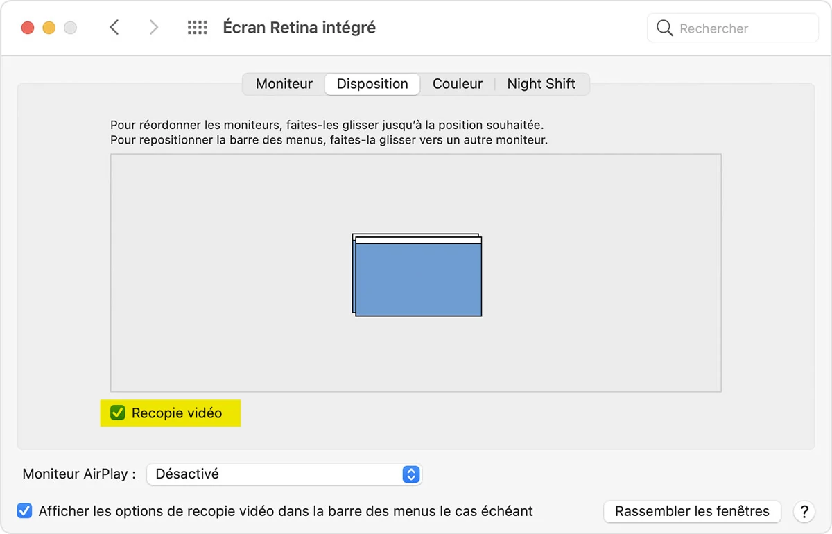 Recopie de l'écran macos (screenshot)