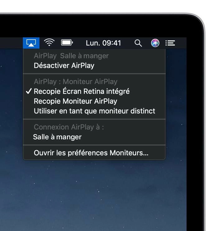 Menu airplay sur macos