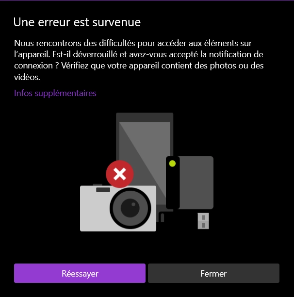 Capture d'écran de l'application photos de Windows 10